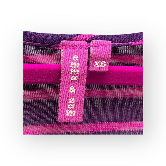 new LF Emma & Sam ᯾ Oversized Stripe Hi Lo Handkerchief Hem Tee ᯾ T Shirt Top XS - Picture 7 of 16